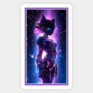 Anime Cute Cat Girl | Sci-Fi Manga Girl Anime Art Sticker